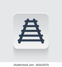 Flat black Railroad icon on rounded square web button