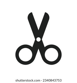 Flat black scissors icon on white background.