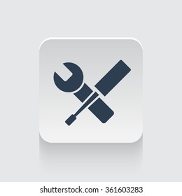 Flat black Service icon on rounded square web button
