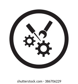 Flat black Service web icon in circle on white background