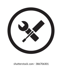Flat black Service web icon in circle on white background