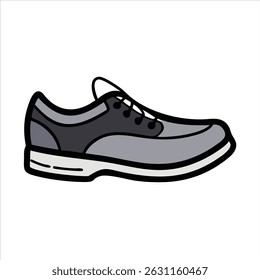 Flat black shoes object icon modern design concept isolated