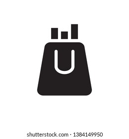 flat black shopping bag icon sign, vector, eps 10