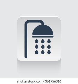 Flat black Shower icon on rounded square web button