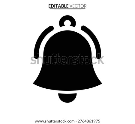A flat, black silhouette of a bell icon, providing a distinct notification style.
