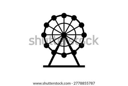 Flat black silhouette of a ferris wheel amusement ride