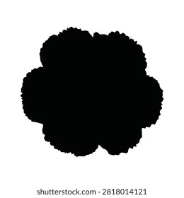 A flat black silhouette of a floral bloom shape isolated on a white background vector graphic.