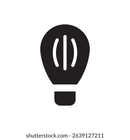 Flat black silhouette of a hot air balloon. Great for travel, adventure, and outdoor-themed graphics.