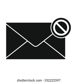 Flat black silhouette mail letter icon. Vector mail object for web.