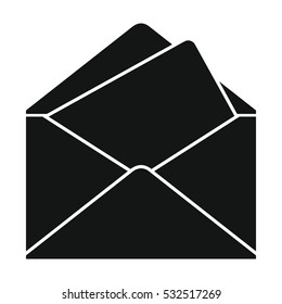 Flat black silhouette mail letter icon. Vector mail object for web.