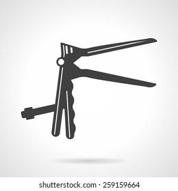 Flat black silhouette vector icon for gynecology speculum on white background. 