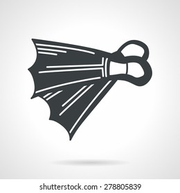 Flat black silhouette vector icon for diving or snorkeling flippers on white background.