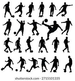 Flat black silhouette of Vector soccer ball futsal futball people Icon Set illustration design