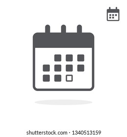 Flat black small and large icon of calendar. Vector illustration