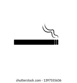 flat black smoking cigarette vector. smoking area.