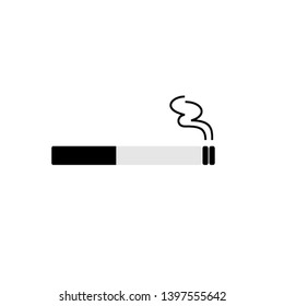 flat black smoking cigarette vector. smoking area.