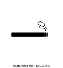 flat black smoking cigarette vector. smoking area.