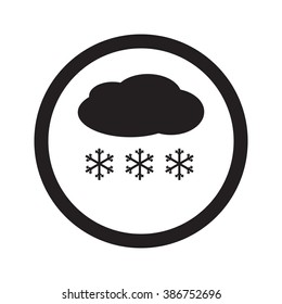 Flat black Snow web icon in circle on white background