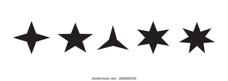 Flat black star icon. Sparkling Stars, Christmas vector symbol isolated