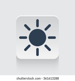 Flat black Sun icon on rounded square web button