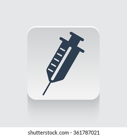 Flat black Syringe icon on rounded square web button