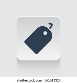 Flat black Tag icon on rounded square web button