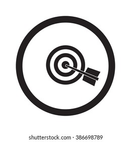 Flat black Target web icon in circle on white background