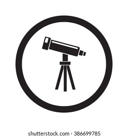 Flat black Telescope web icon in circle on white background