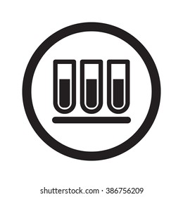Flat black Test Tube web icon in circle on white background
