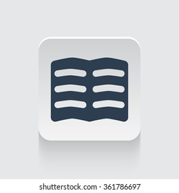 Flat black Text icon on rounded square web button