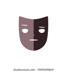 Flat black theater mask icon on white background vector illustration
