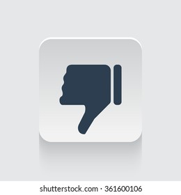 Flat black Thumb Down icon on rounded square web button