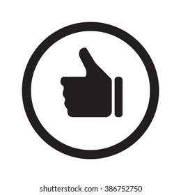 Flat black Thumb Up web icon in circle on white background