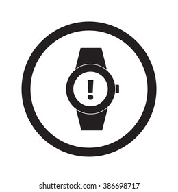 Flat black Time Alert web icon in circle on white background