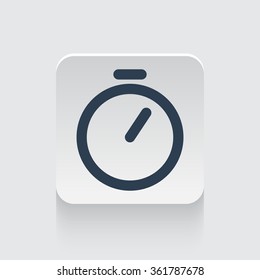 Flat black Timer icon on rounded square web button