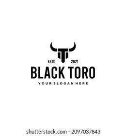 Flat BLACK TORO Horn Bull silhouette Logo design