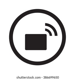 Flat black Transmitter web icon in circle on white background