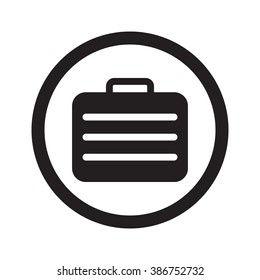 Flat black Travel Case web icon in circle on white background