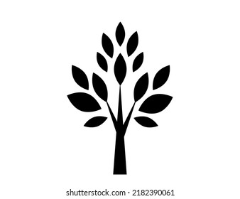 Flat black Tree icon. Nature, park. Vector image.