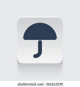 Flat black Umbrella icon on rounded square web button