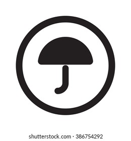 Flat black Umbrella web icon in circle on white background