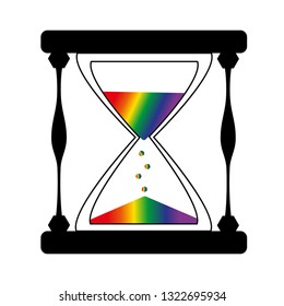 Flat black vector hourglass icon-stopwatch sign-countdown symbol-time sand rainbow illustration