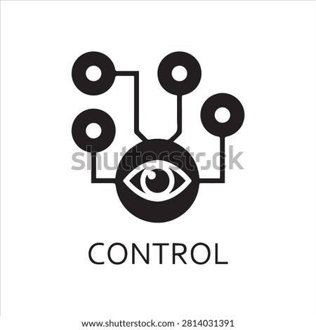 Flat black vector icon control system supervision as eye.