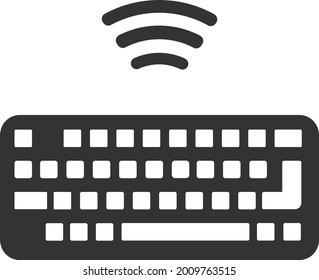 Flat black vector keyboard icon without a wire. The vector image is isolated on a white background.