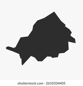 Flat Black Vector Map of Thane District, Maharashtra, India