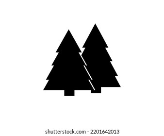 Flat black vector scon - fir-tree (pine). Park. Forest