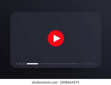 Flat black video player template for web and mobile apps. Vector illustration