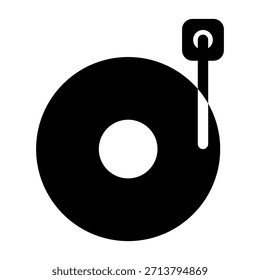 Diseño de icono de disco de vinilo negro plano