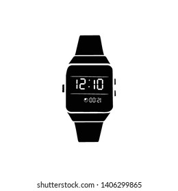 flat black watch doodle  icon vector hand draw