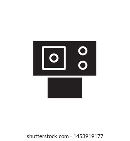 flat black web cam glyph icon symbol sign, logo template, vector, eps 10